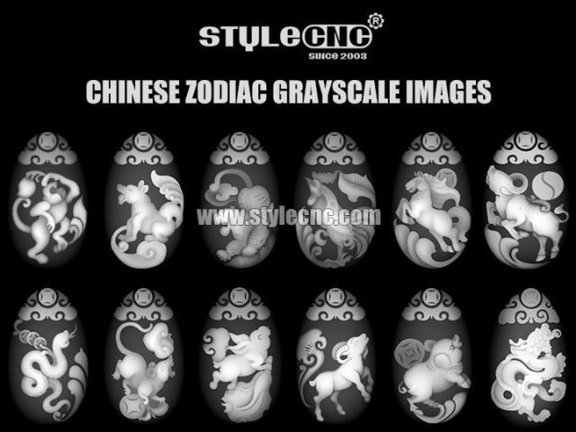 帶有中國十二生肖的數(shù)控雕刻機灰度圖像 帶有中國十二生肖的數(shù)控雕刻機灰度圖像